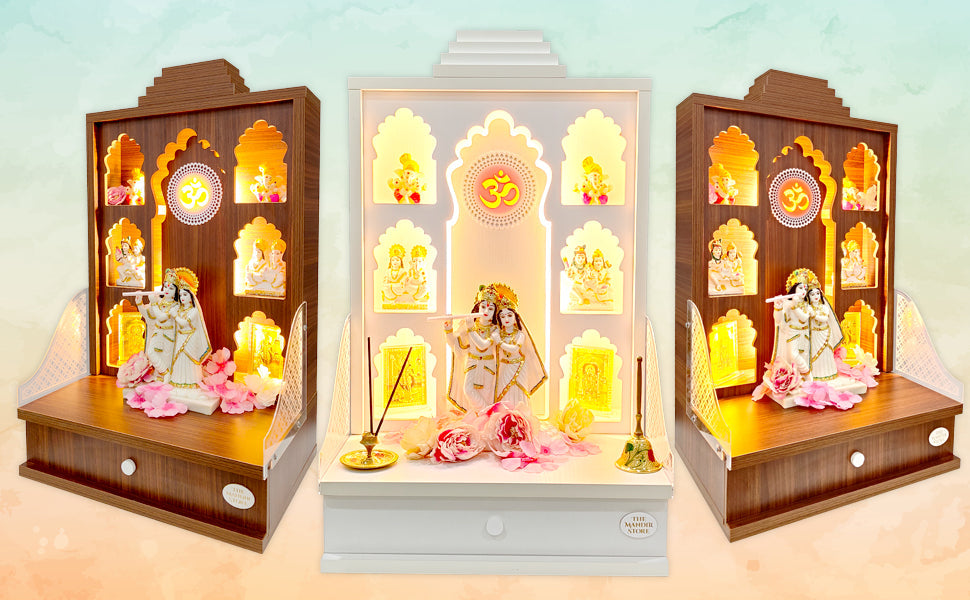 The Mandir Store Wooden Wall Hanging Home Temple – Elegant & Fully Assembled Pooja Mandir