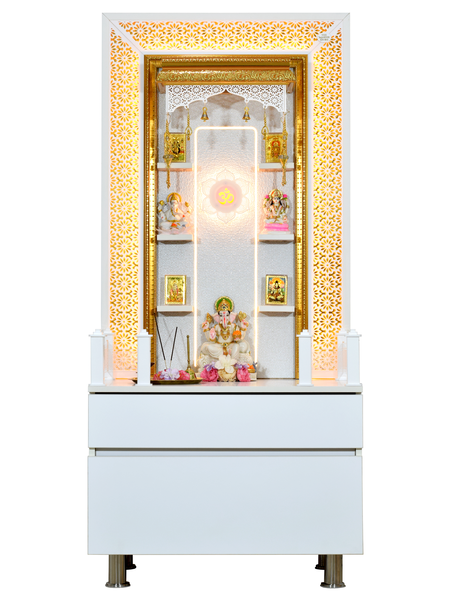 Wooden Mandir with Floating Shelf – The Mandir Store
