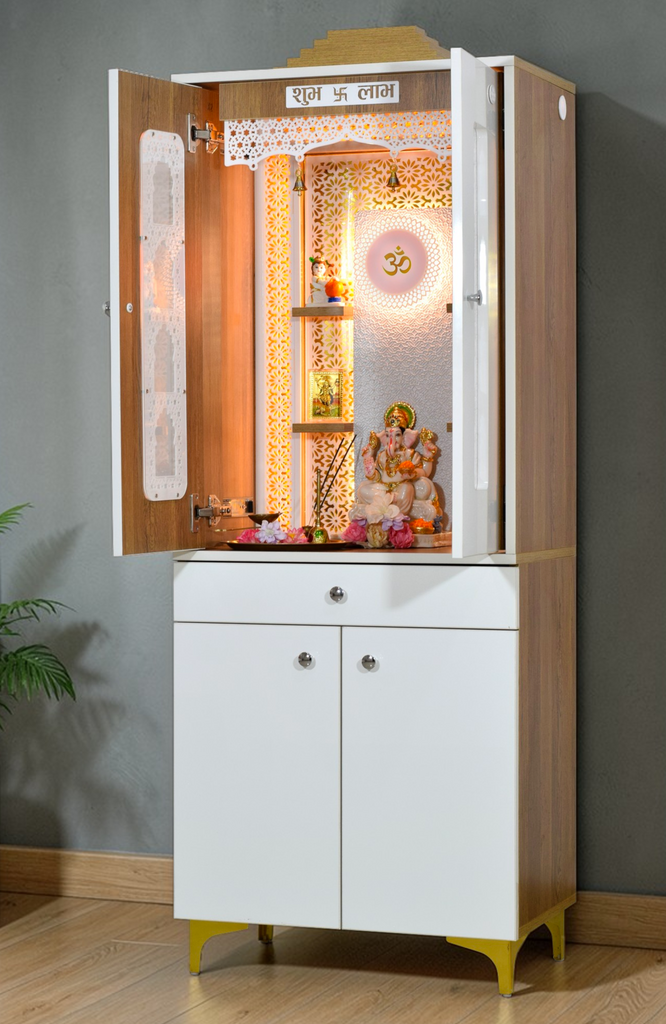 Wooden Home Temple with Cabinet Storage – The Mandir Store